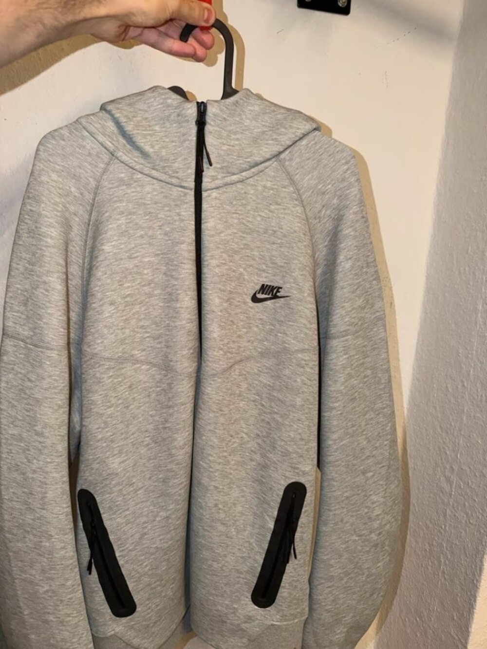 Nike Tech Fleece Full-Zip Hoodie — Heather Grey, Size XL